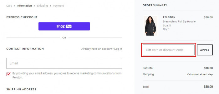 How to use Peloton Apparel promo code