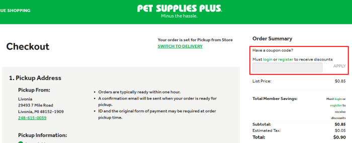 How to use Pet Supplies Plus promo code