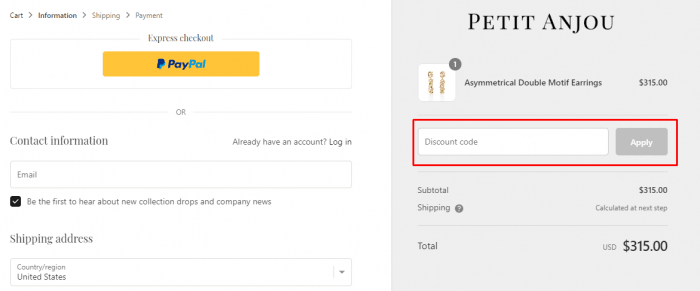 How to use Petit Anjou promo code