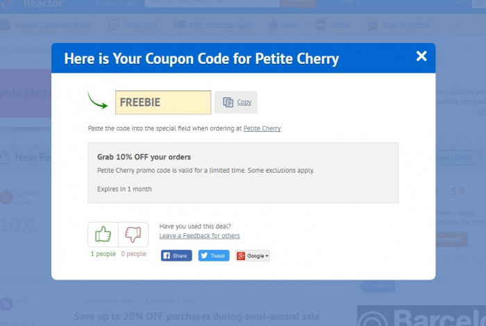 How to use a discount code at Petite Cherry