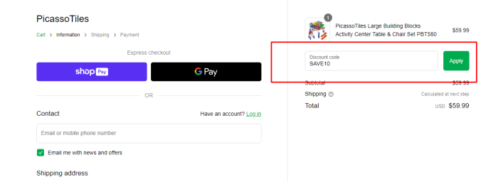 How to use PicassoTiles promo code