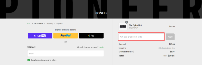 How to use Pioneer Carry promo code