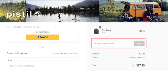 How to use Pistil promo code