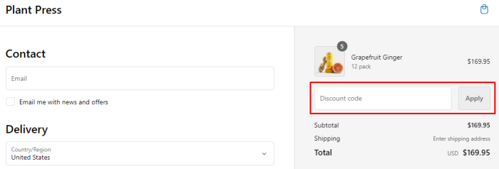 How to use Plant Press promo code