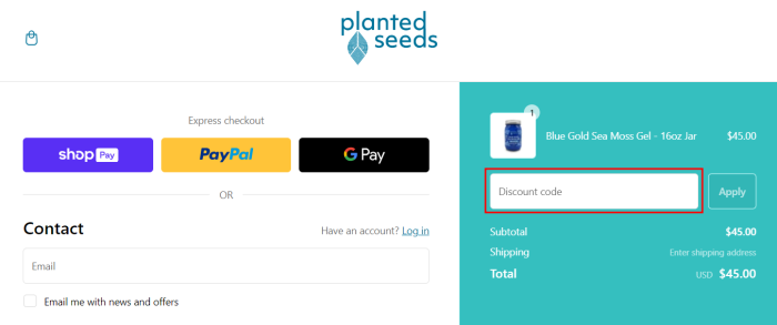 How to use Planted Seeds promo code