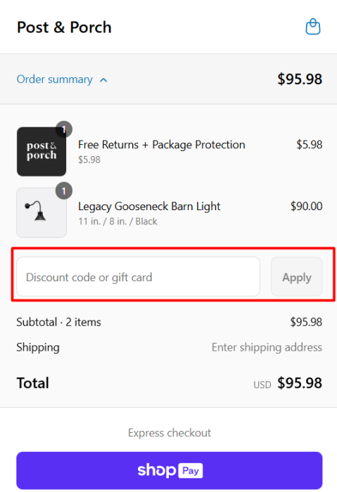 How to use Post & Porch promo code