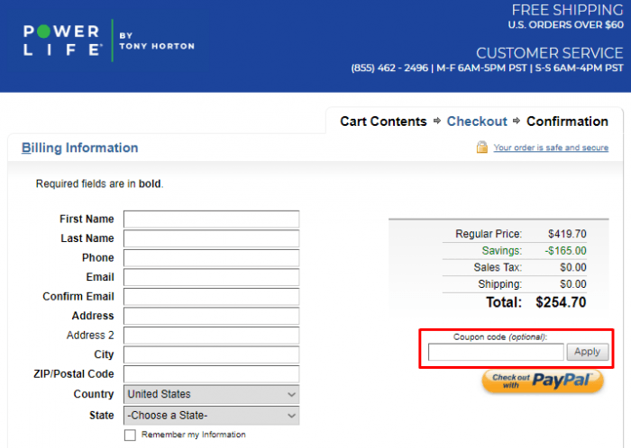 How to use Power Life promo code