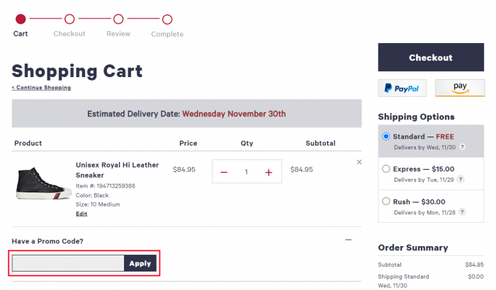 How to use PRO-Keds promo code