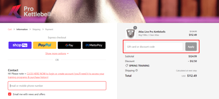 How to use Pro Kettlebell promo code