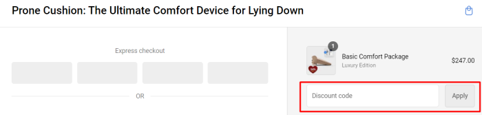 How to use Prone Cushion promo code