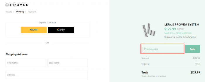 How to use Proven Skincare promo code