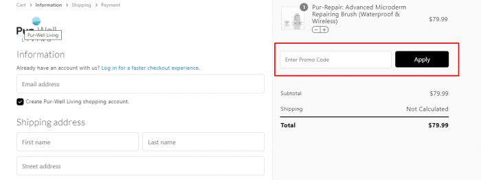 how to apply pur-well promo code 