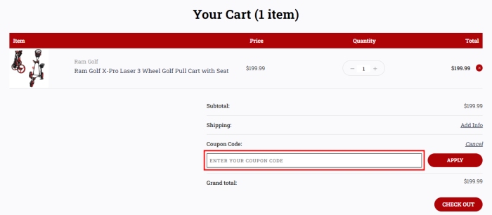 How to use Ram Golf promo code