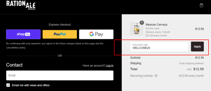 How to use Rationale Brewing promo code