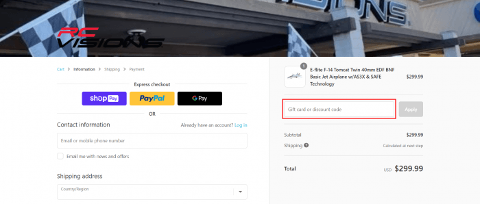 How to use RC Visions promo code
