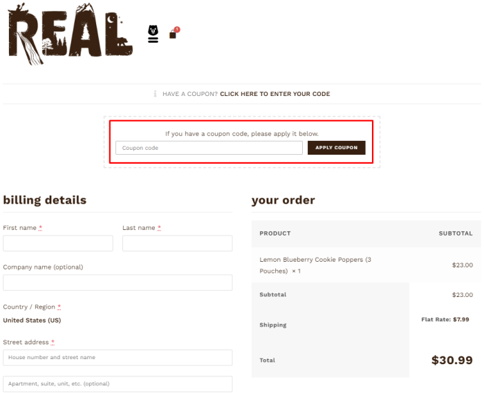 How to use REAL Cookies promo code