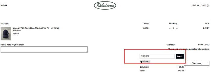 How to use Rebalance Vintage promo code