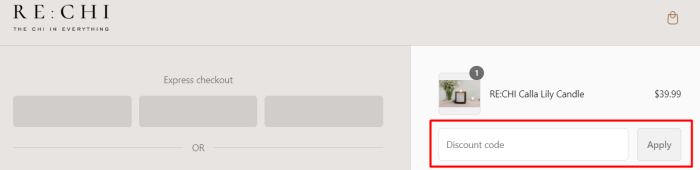 How to use RE:CHI promo code