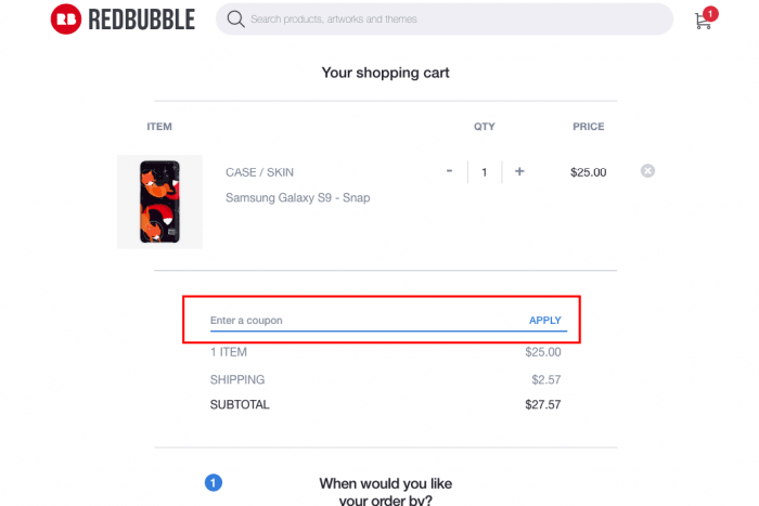 how to apply redbubble promo code