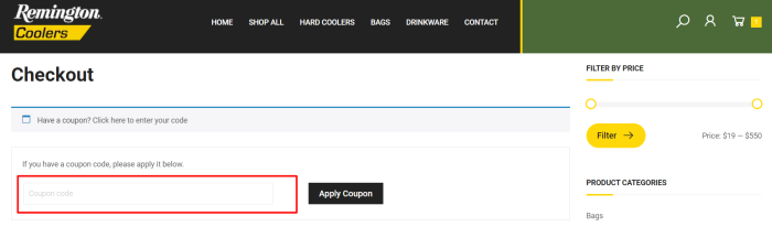 How to use Remington Coolers promo code