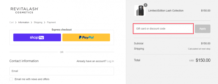 How to use RevitaLash Cosmetics promo code