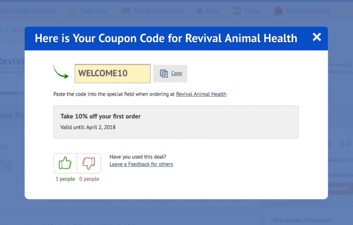 How to use a coupon code at Revival Animal Health