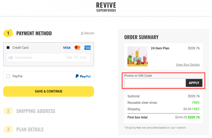 How to use Revive Superfoods promo code