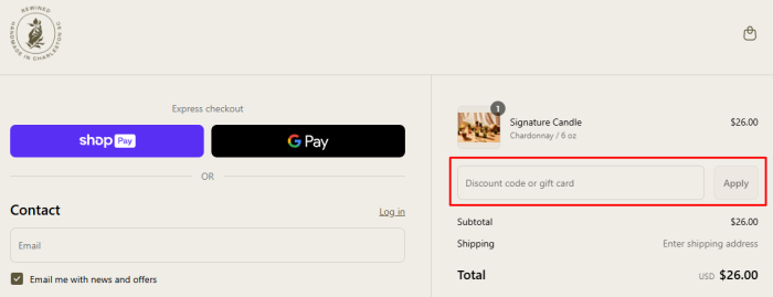 How to use Rewined Candles promo code