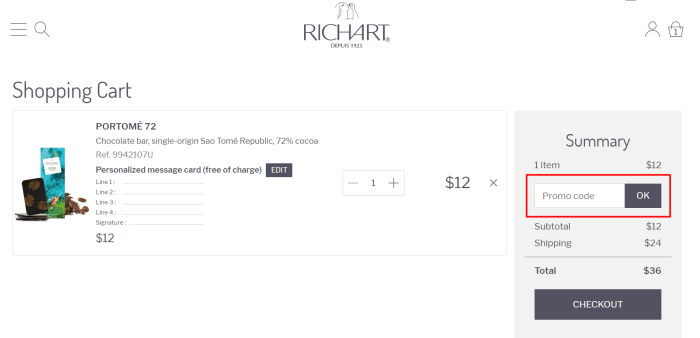 How to use Richart promo code