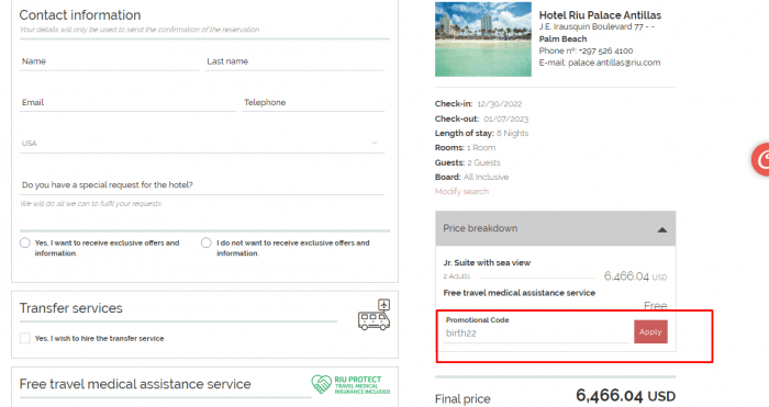 How to use Riu Hotels promo code