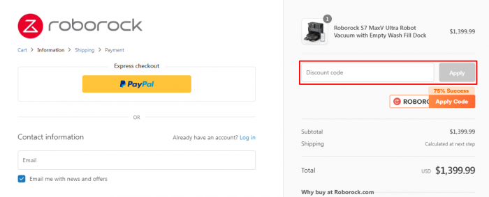 How to use Roborock promo code