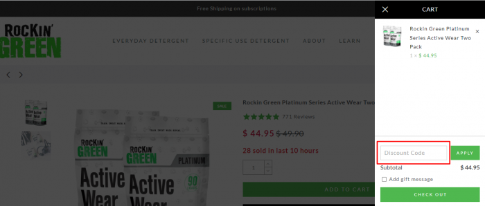 How to use Rockin' Green promo code