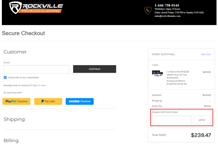 How to use Rockville promo code