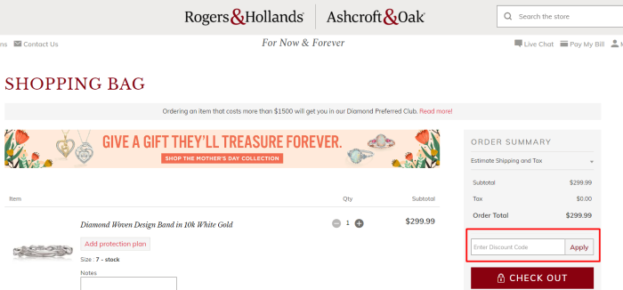 How to use Rogers & Hollands promo code