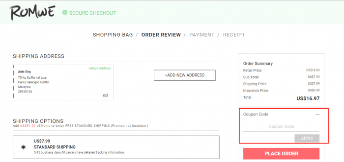 How to use ROMWE promo code
