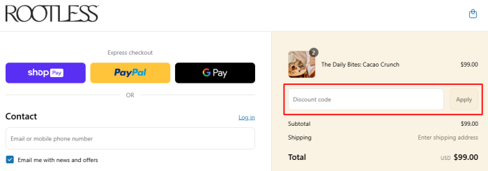 How to use Rootless promo code