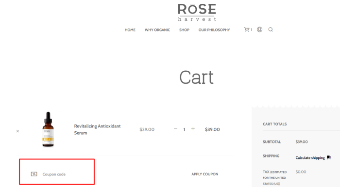 How to use Rose Harvest promo code