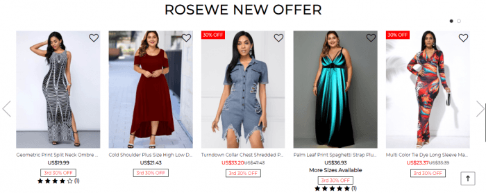 Rosewe range of products 