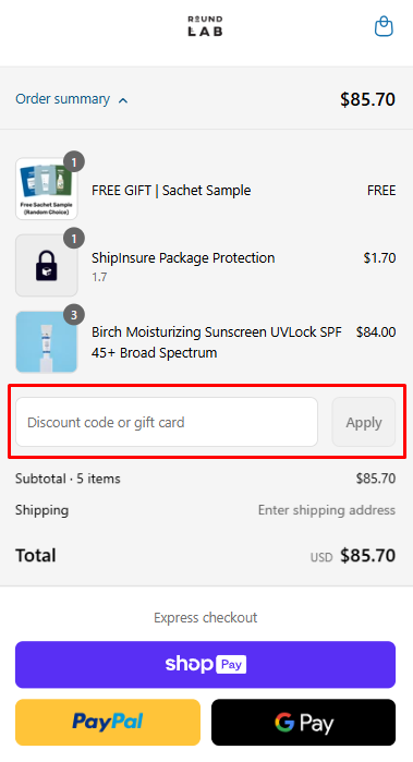 How to use Round Lab promo code