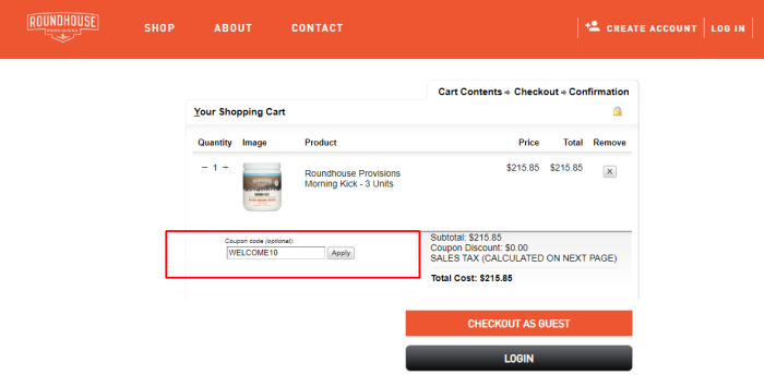 How to use Roundhouse Provisions promo code