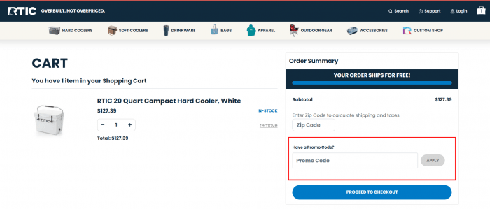 How to use RTIC Outdoors promo code