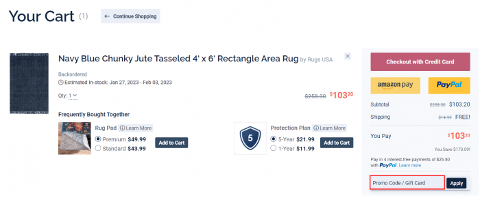 How to use Rugs USA promo code