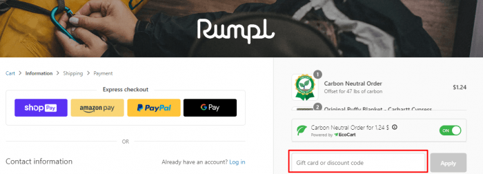 How to use Rumpl promo code