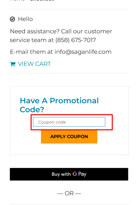 How to use Sagan Life promo code