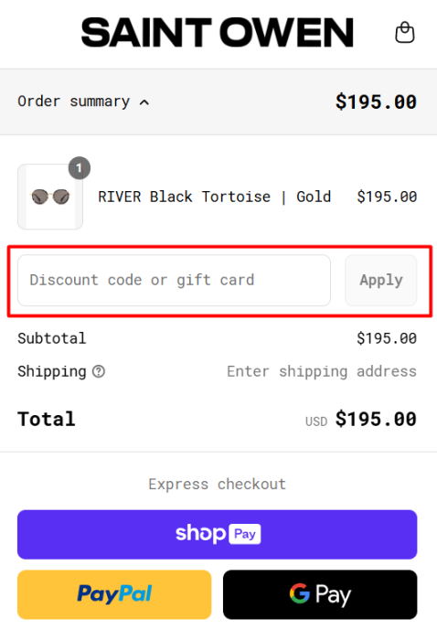 How to use Saint Owen promo code