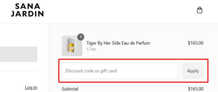 How to use Sana Jardin promo code