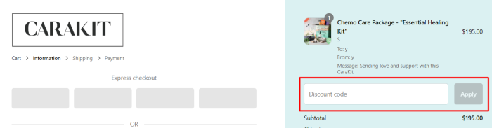 How to use Carakit promo code