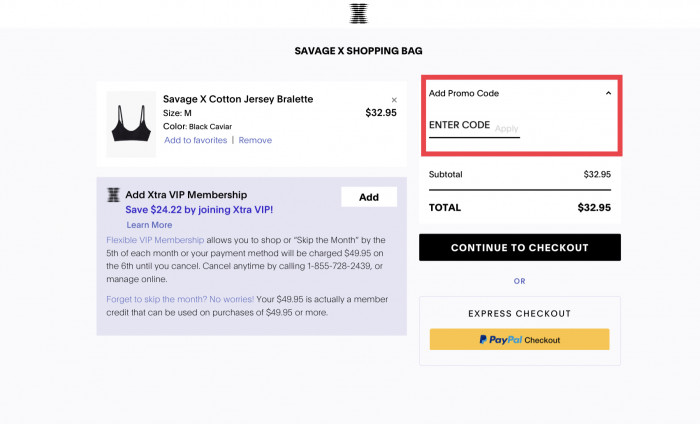 How to apply promo code at Savage X Fenty