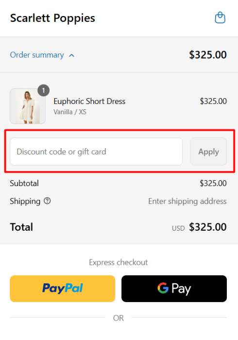 How to use Scarlett Poppies promo code