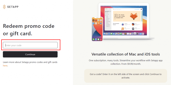 How to use Setapp promo code